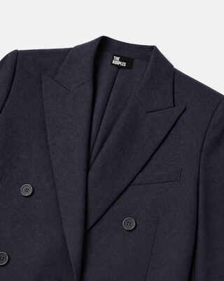 Straight-cut navy wool blazer