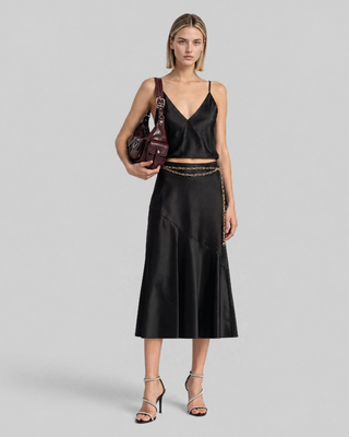 Black Satin Spaghetti-Strap Top