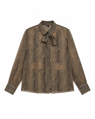 Shirt with a leopard-print cravat