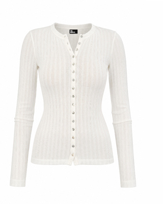 Ecru cotton long-sleeve top