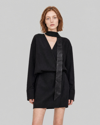 Black wrap-style short dress