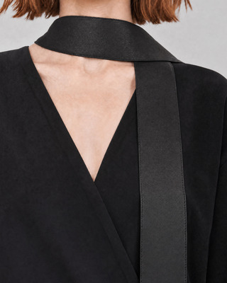 Black wrap-style short dress