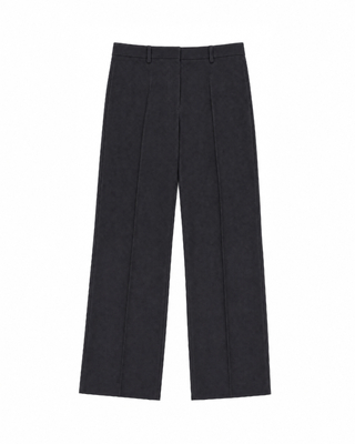 Black wide-leg wool suit pants