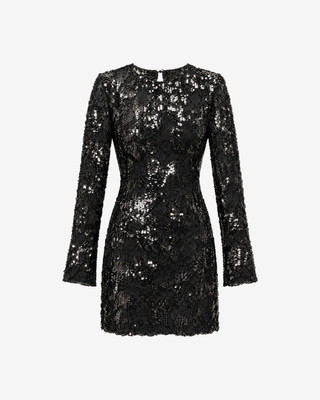 Black Short Lace and Sequin Dress