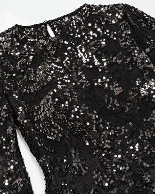 Black Short Lace and Sequin Dress