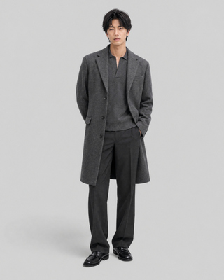 Anthracite Gray Coat with Notched Collar