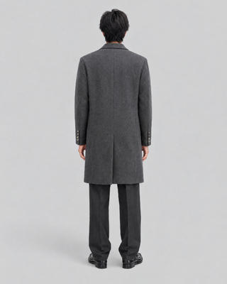 Anthracite Gray Coat with Notched Collar
