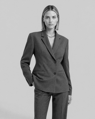 Fitted tailored jacket in gray wool blend
