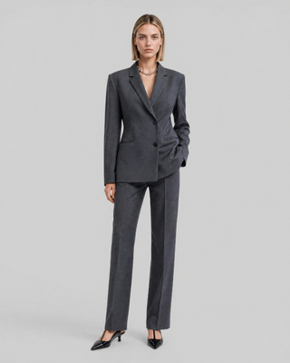 Fitted tailored jacket in gray wool blend