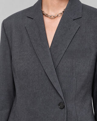 Fitted tailored jacket in gray wool blend