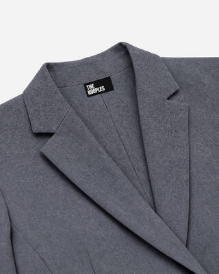 Fitted tailored jacket in gray wool blend