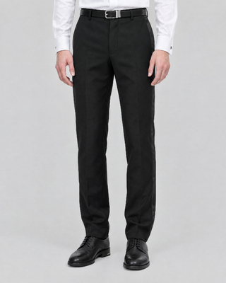 Straight-leg black wool tuxedo pants