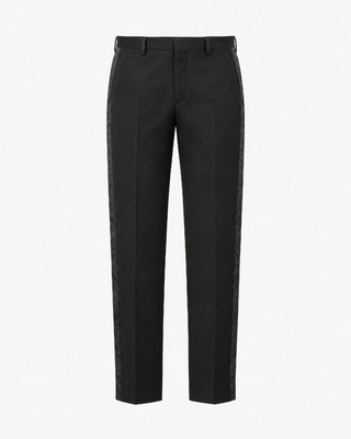 Straight-leg black wool tuxedo pants
