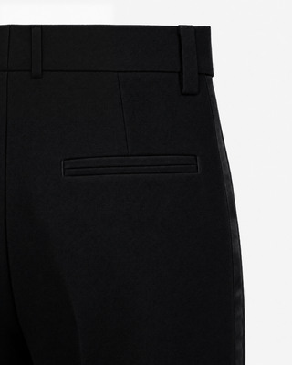 Straight-leg black wool tuxedo pants