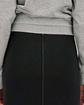 Black wool-blend pencil skirt
