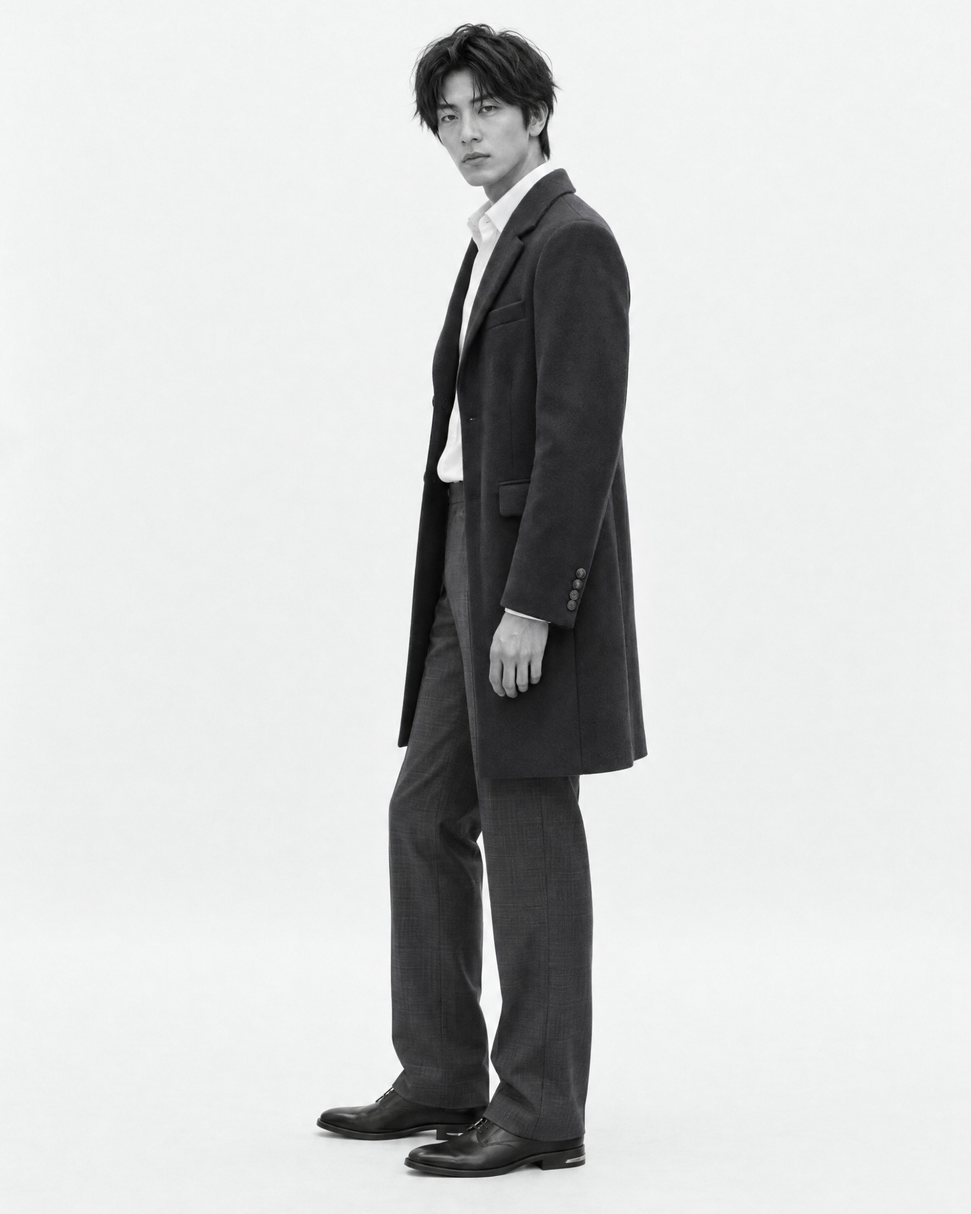 Navy coat with notched collar