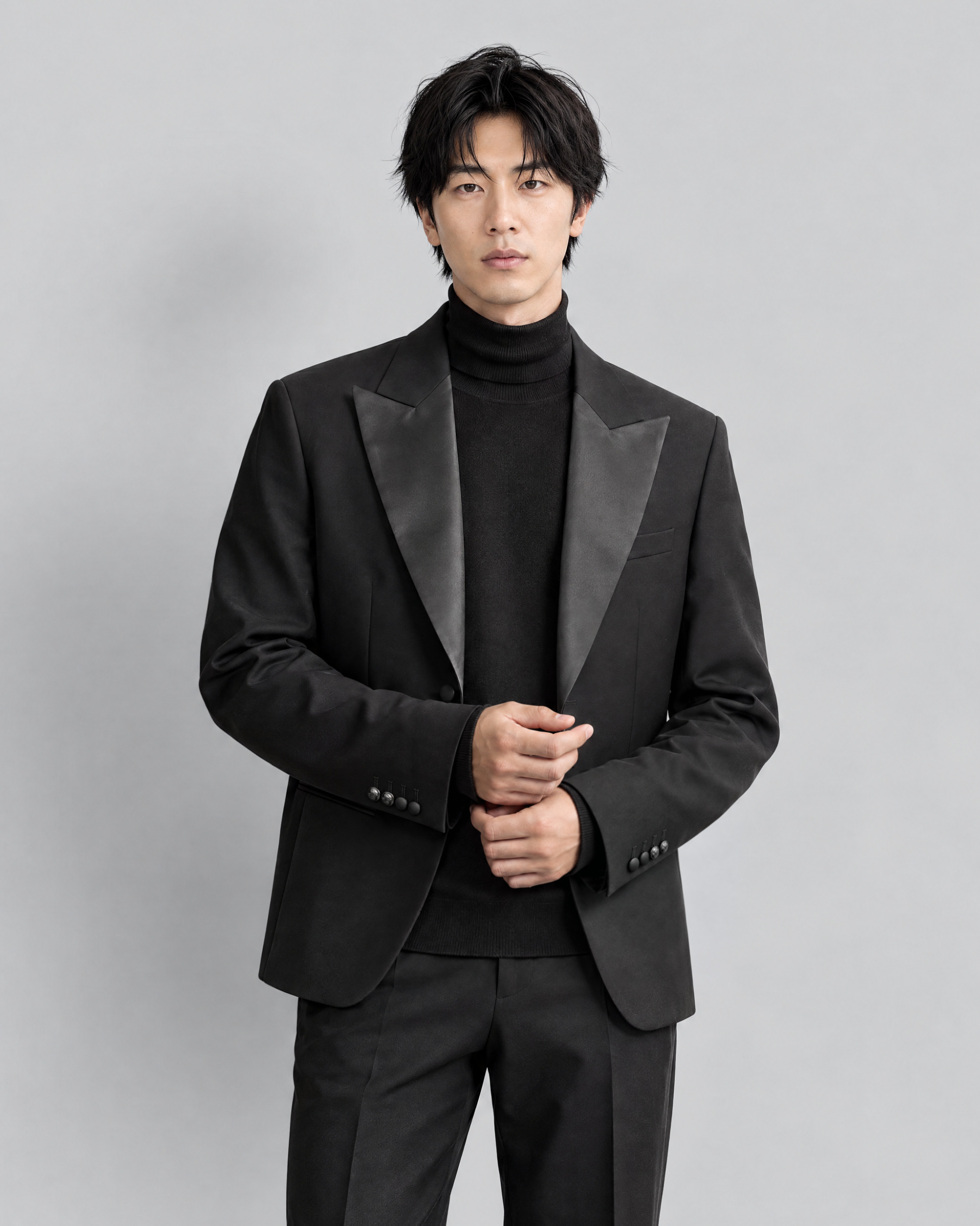 Black wool tuxedo jacket