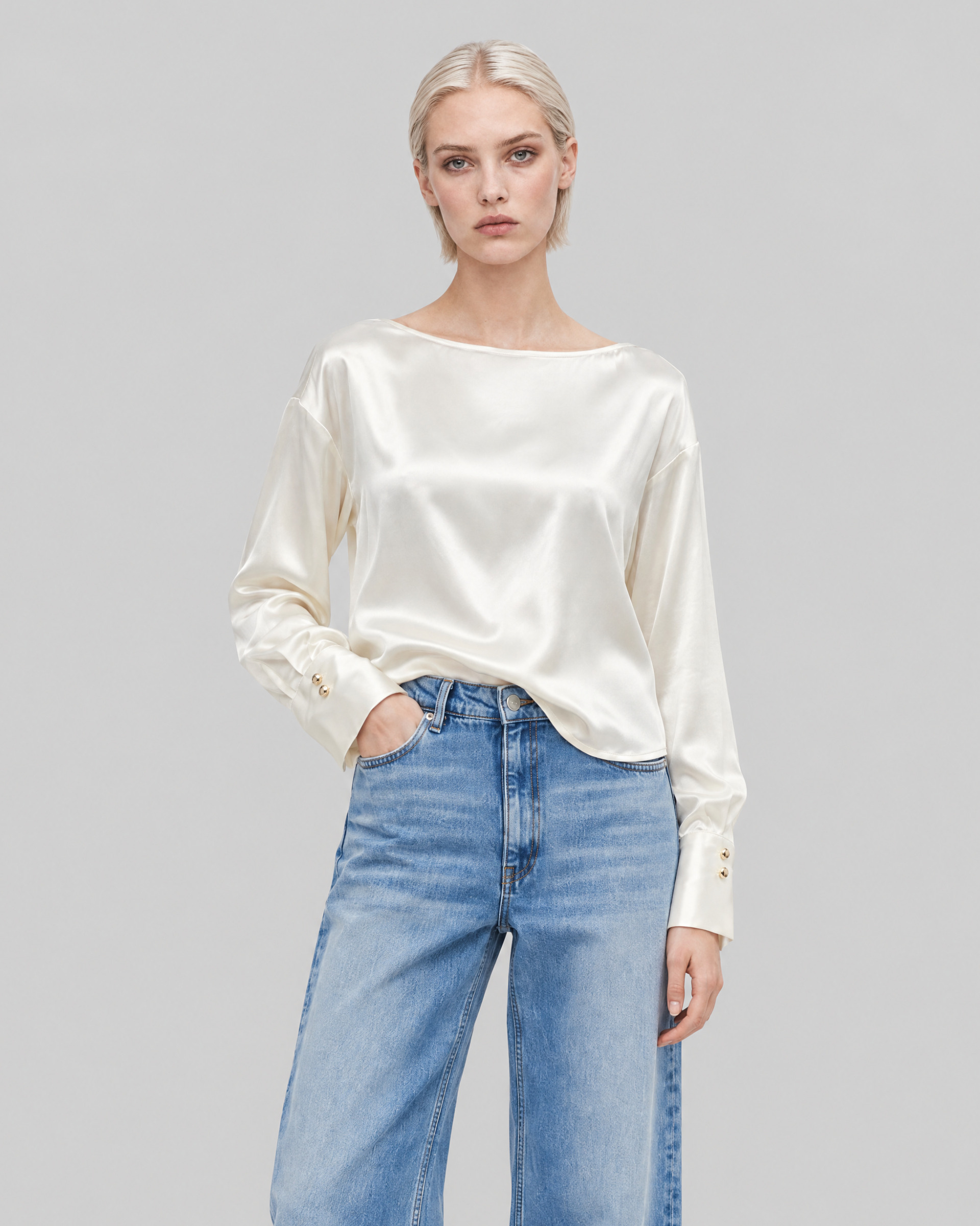Ecru satin top