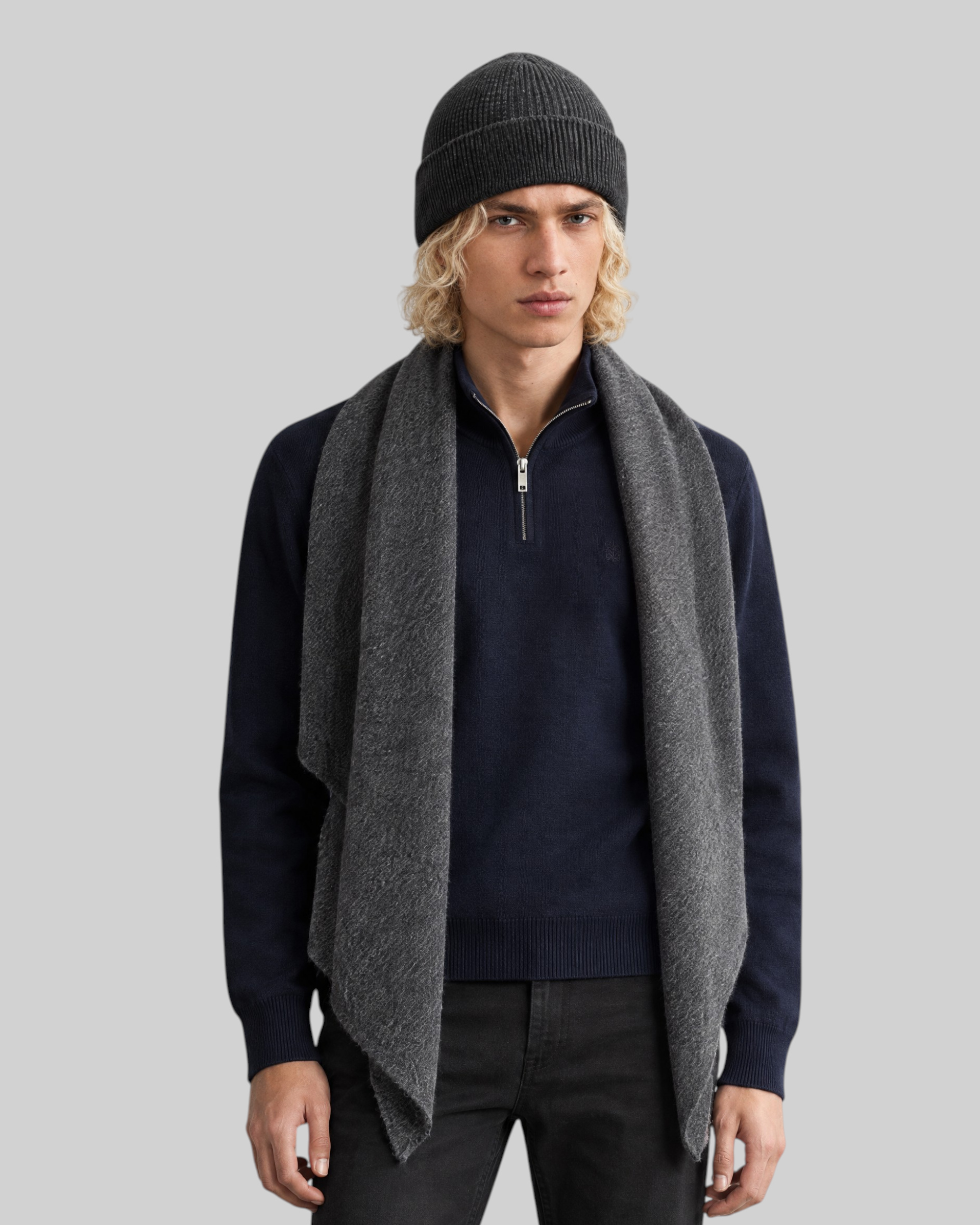 Unisex gray wool and yak scarf 
