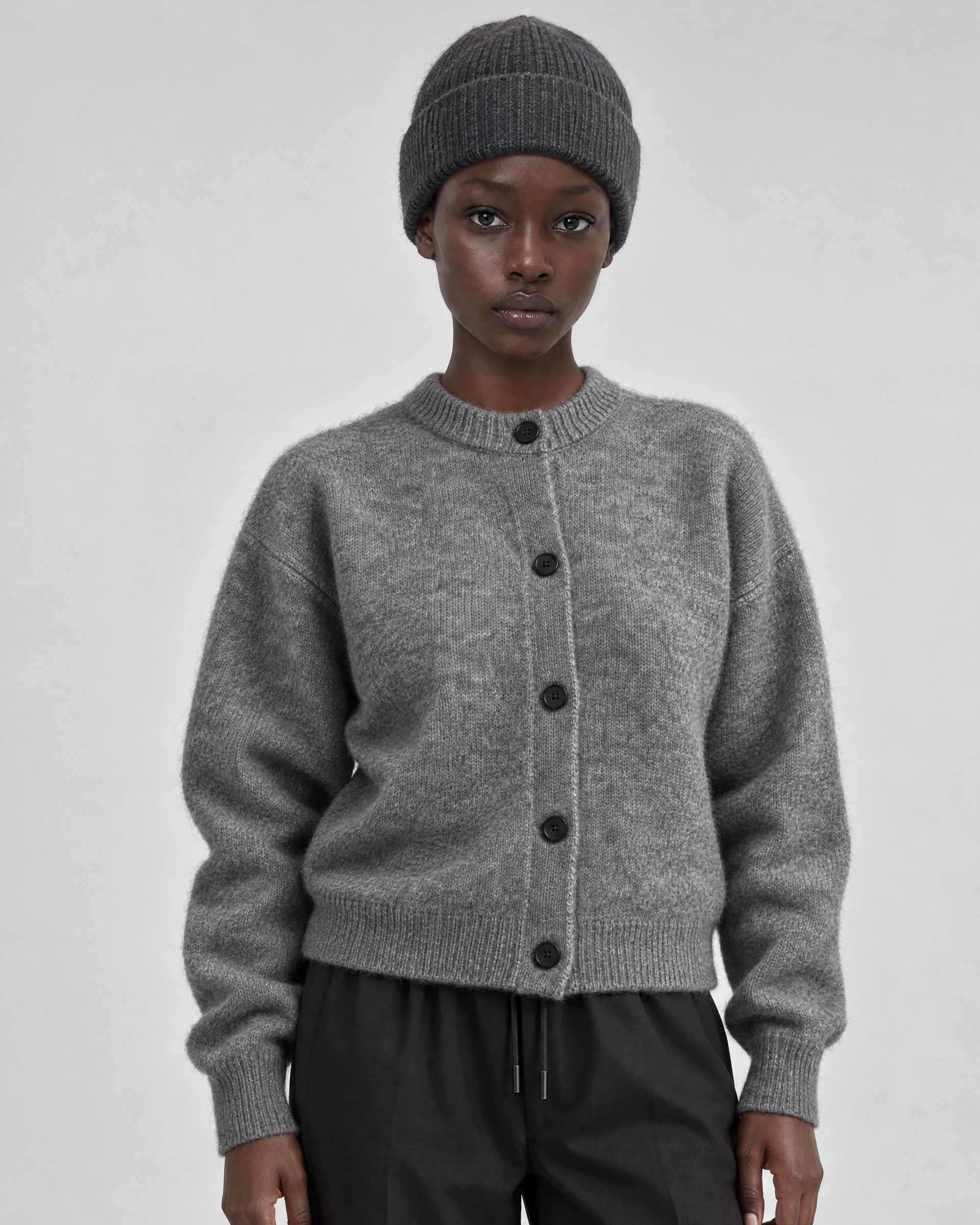 Unisex Gray Wool and Yak Beanie