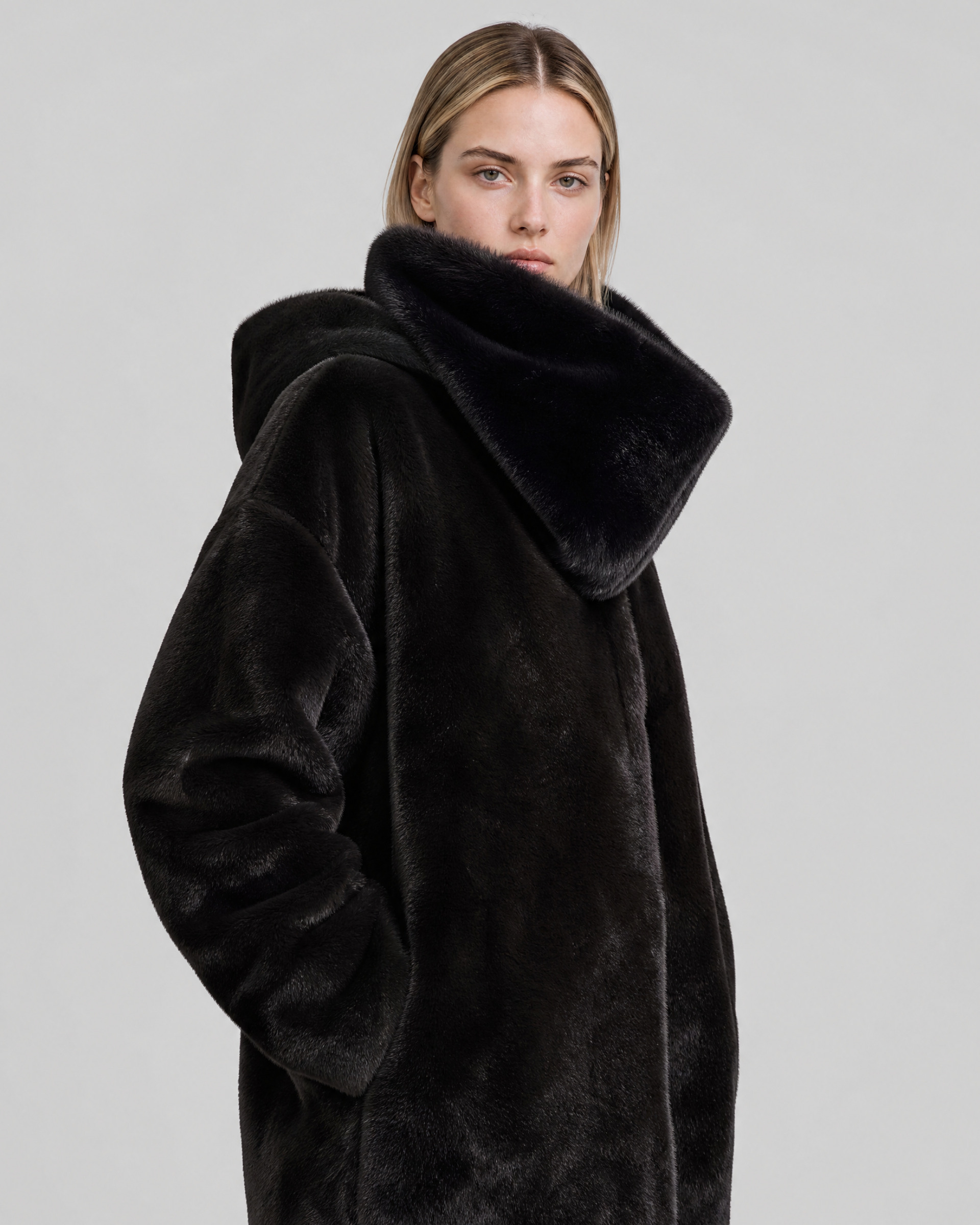 Black faux fur neck warmer