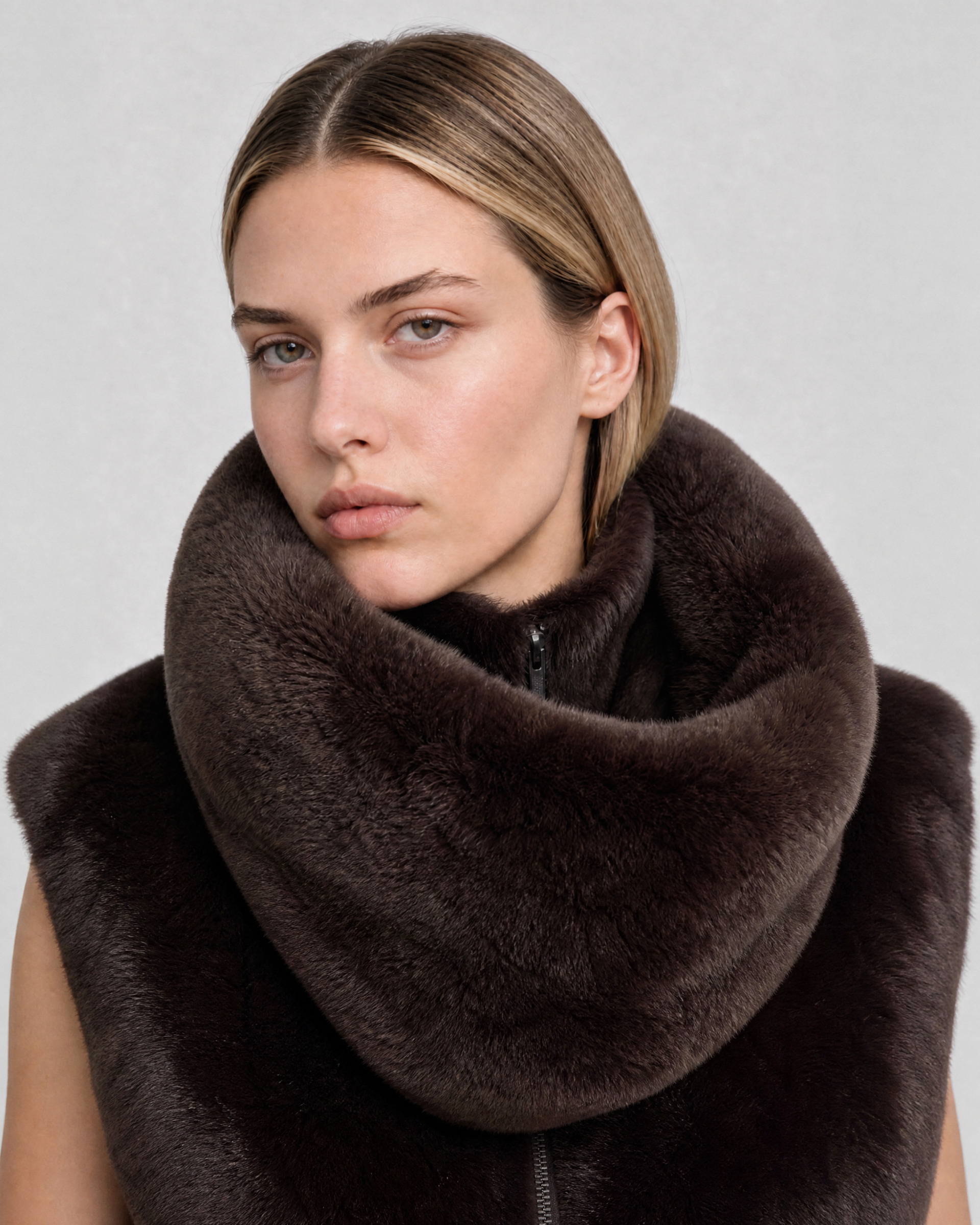 Burgundy faux fur neck warmer