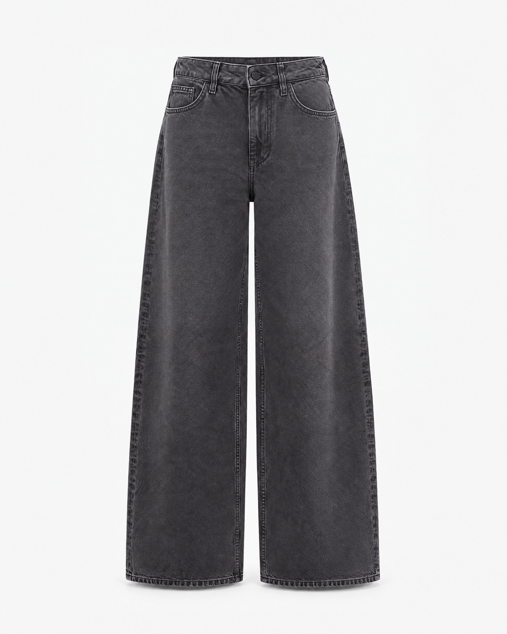 Black, faded, wide-leg jeans