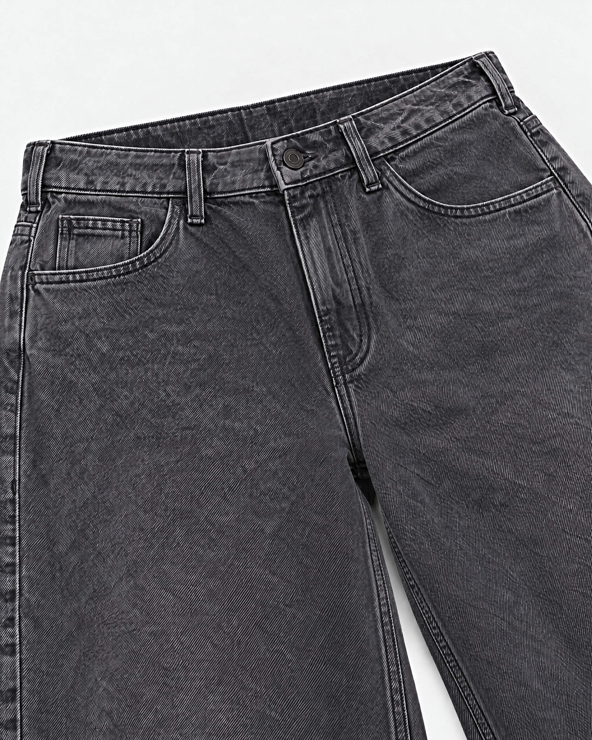 Black, faded, wide-leg jeans