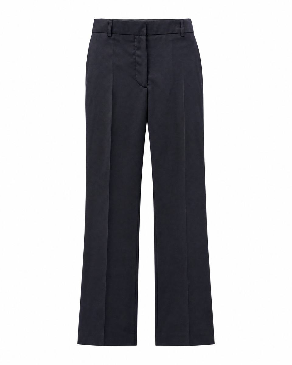 Straight-leg tailored pants in navy wool