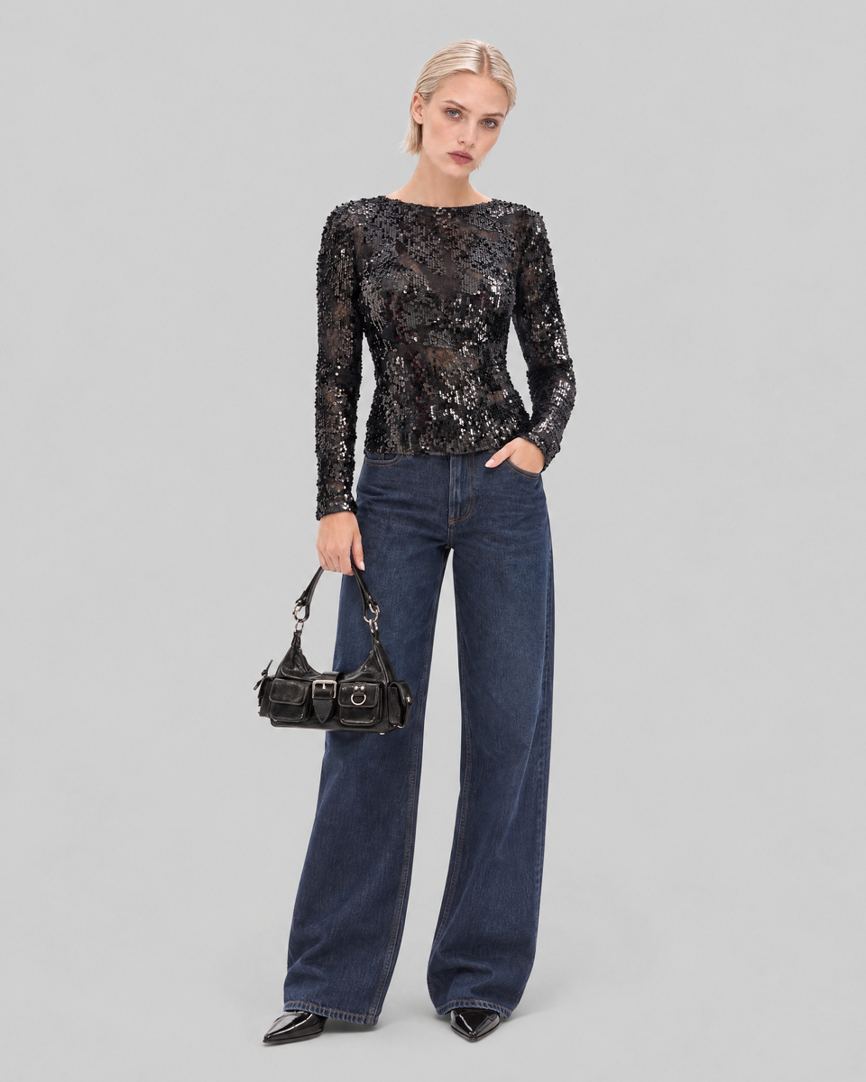 Black lace and sequin top
