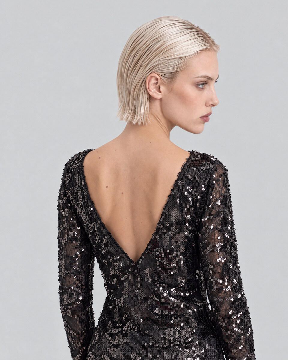 Black lace and sequin top