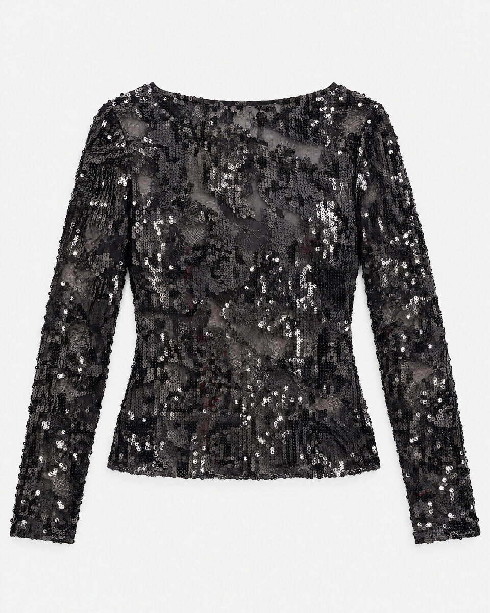 Black lace and sequin top