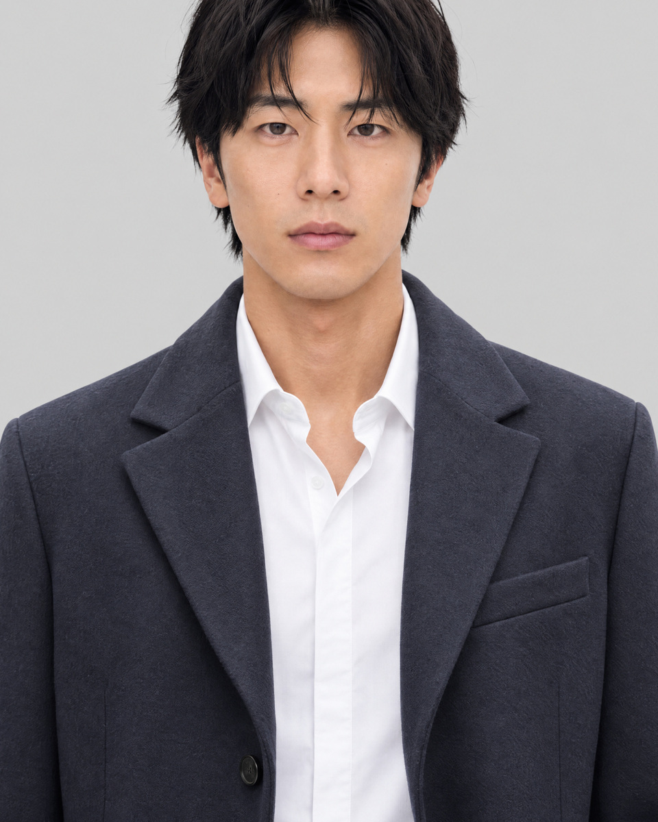 Navy coat with notched collar
