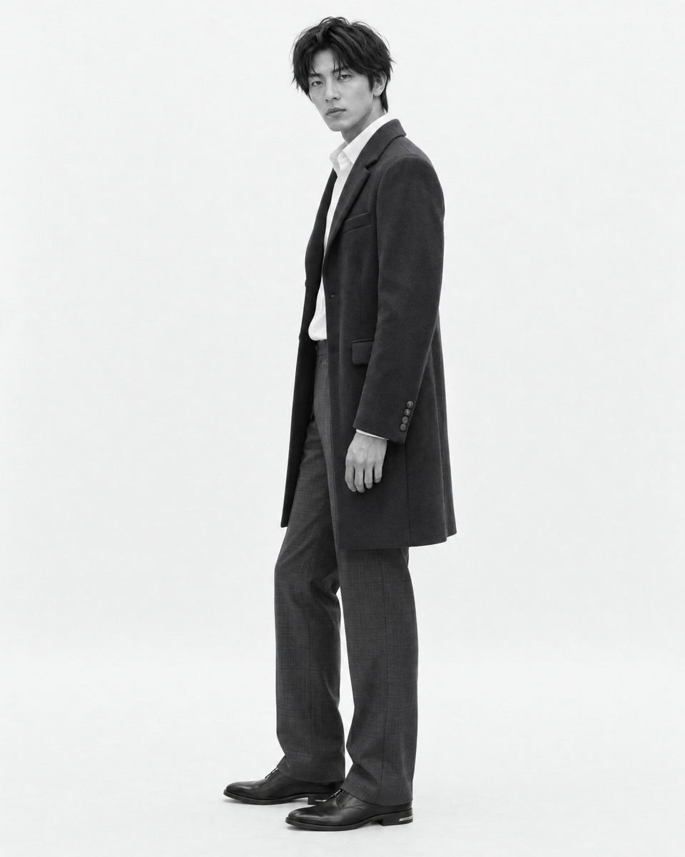 Navy coat with notched collar