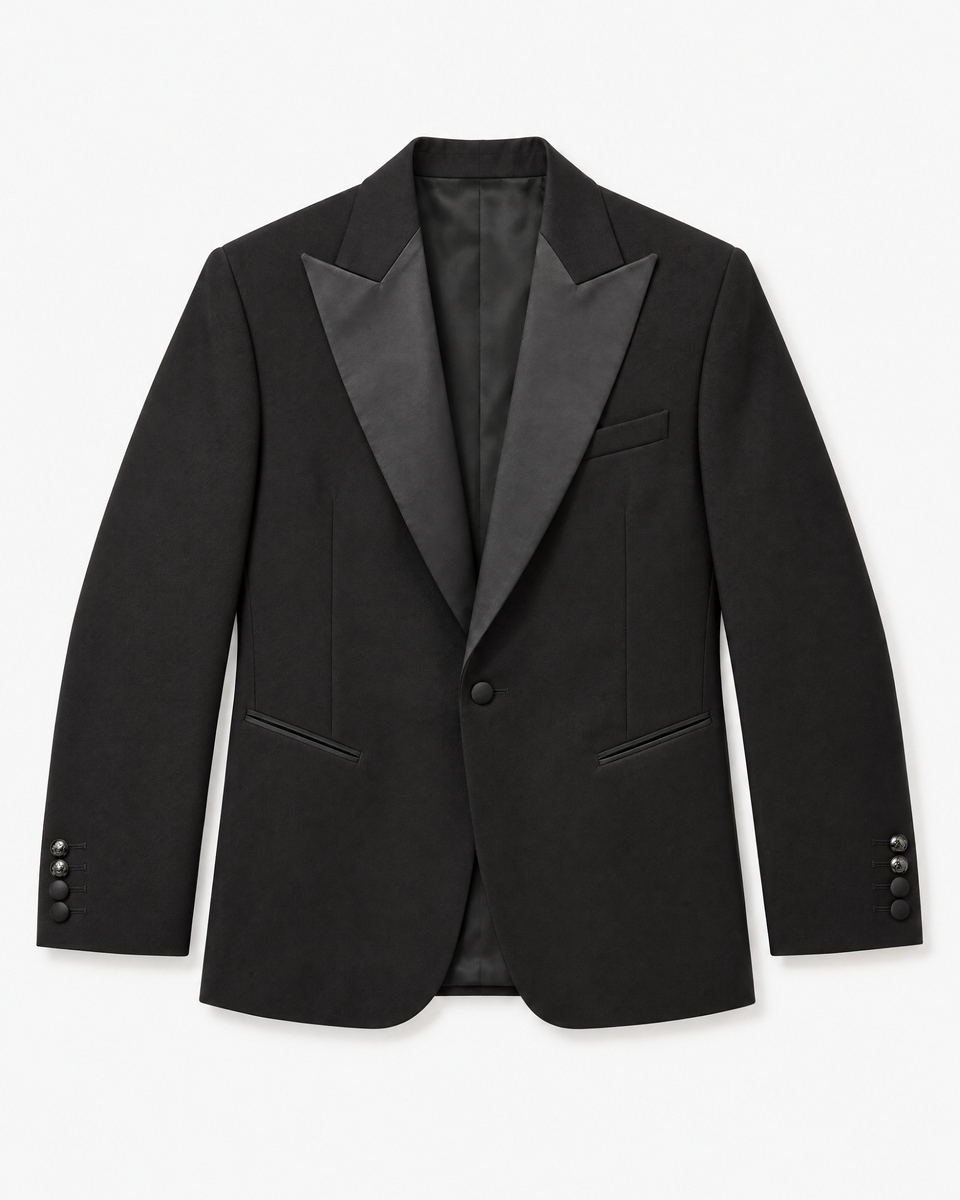 Black wool tuxedo jacket