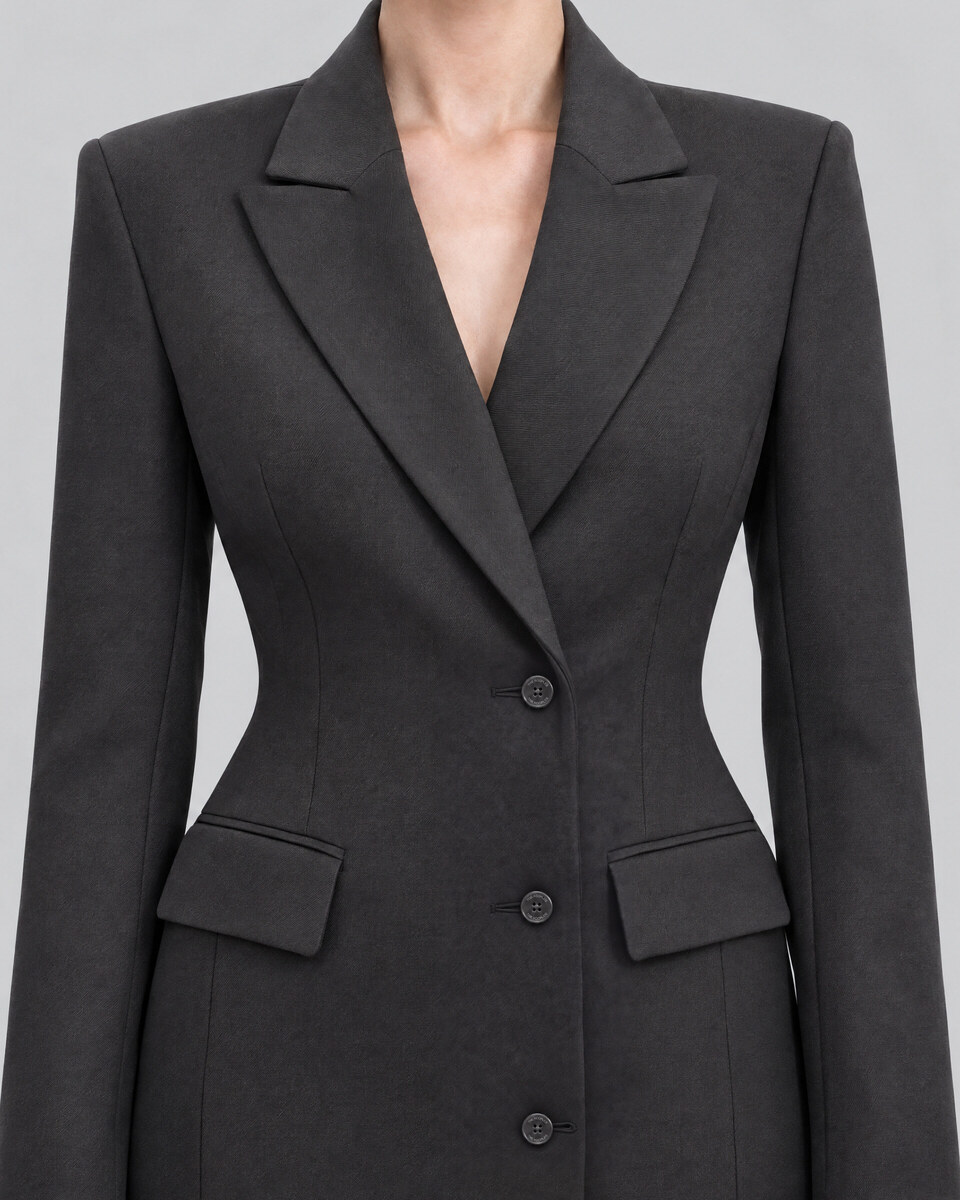 Black wool-blend blazer-style dress