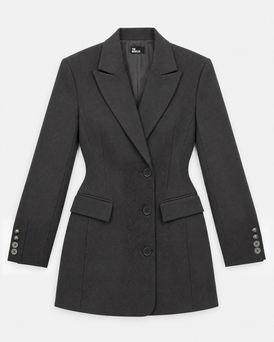 Black wool-blend blazer-style dress