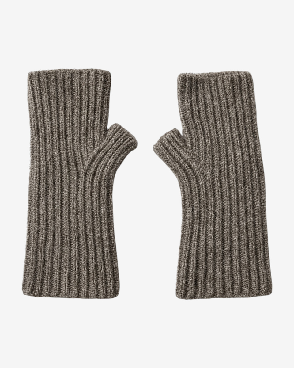 Brown wool and yak mittens
