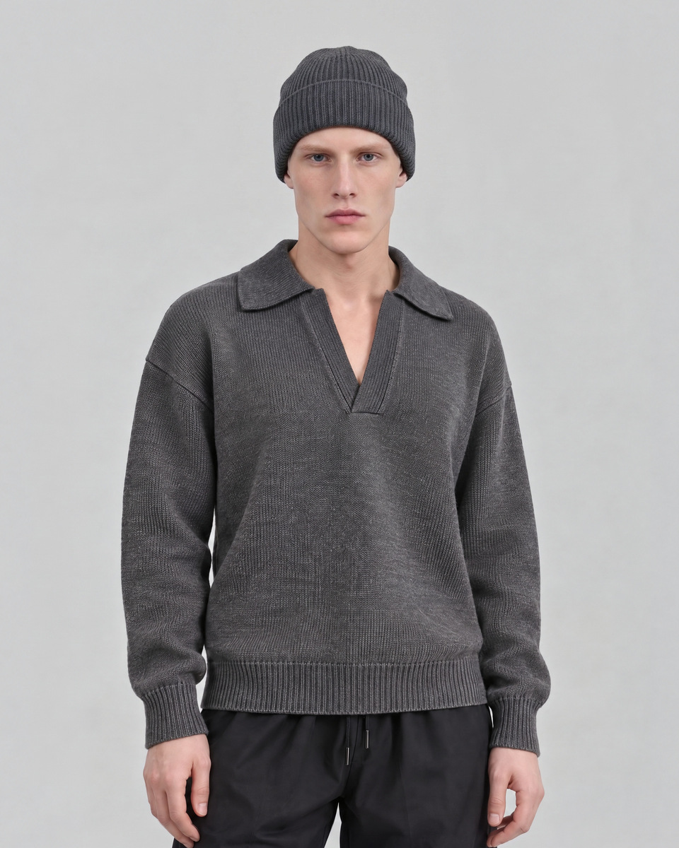 Unisex Gray Wool and Yak Beanie