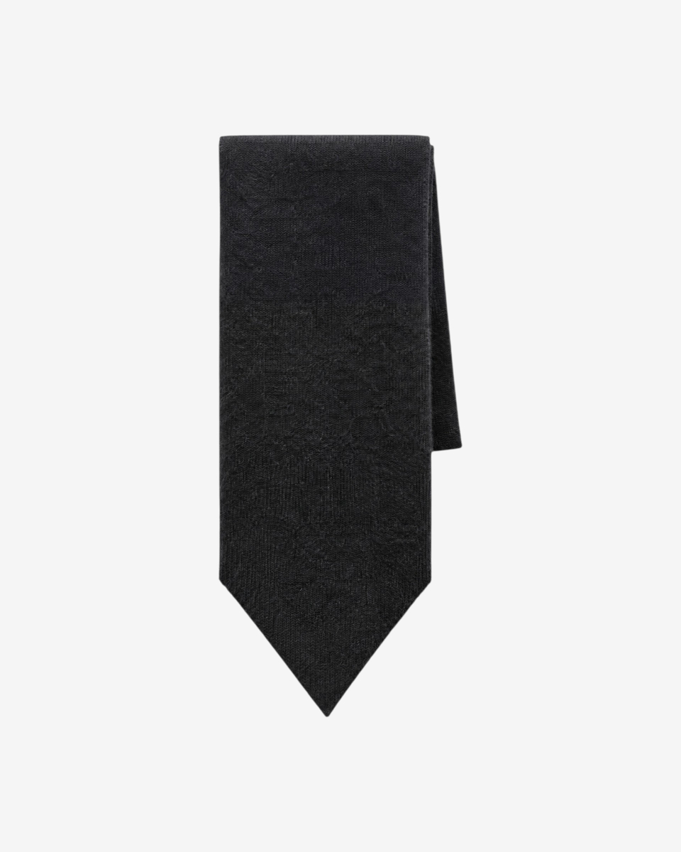 Black wool and yak scarf