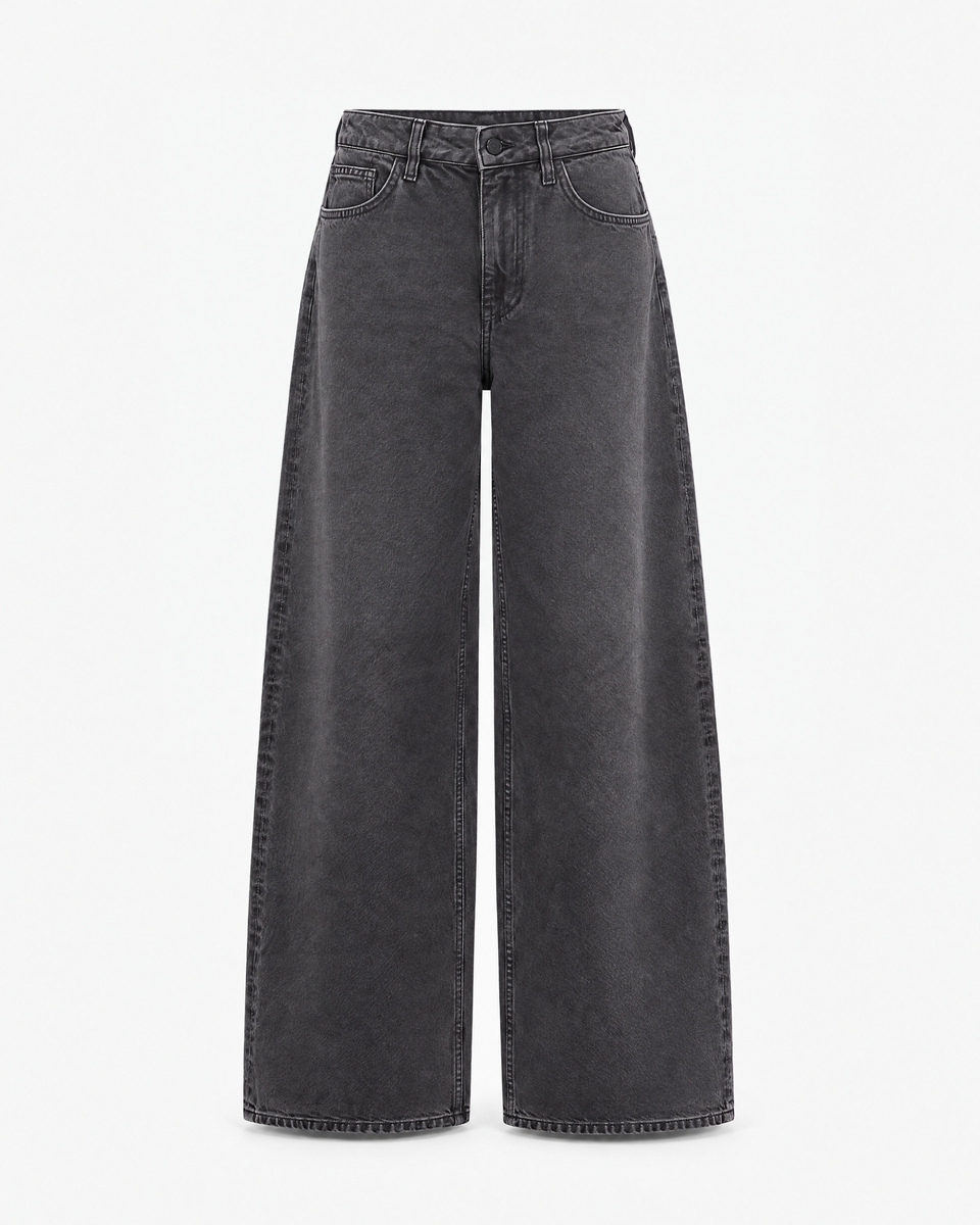 Black, faded, wide-leg jeans