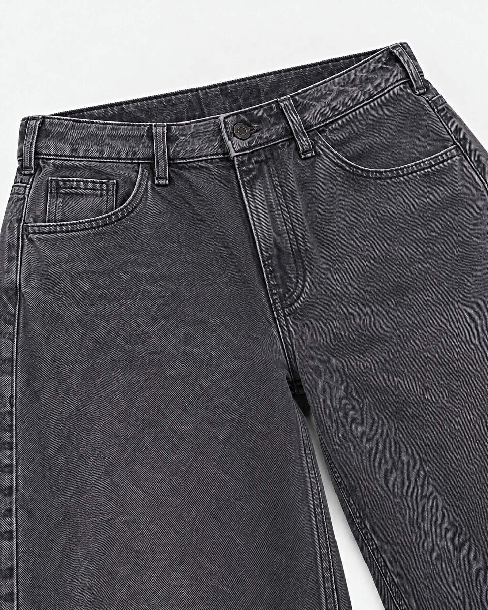 Black, faded, wide-leg jeans