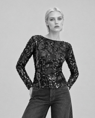 Black lace and sequin top