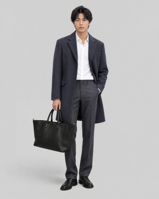 Navy coat with notched collar