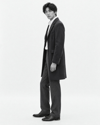 Navy coat with notched collar