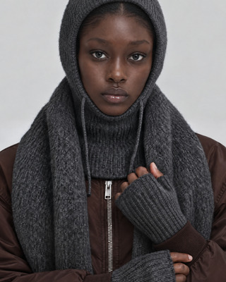 Unisex Gray Wool and Yak Balaclava