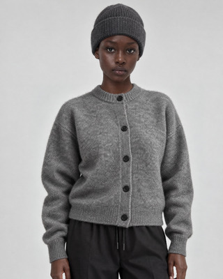Unisex Gray Wool and Yak Beanie