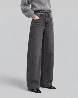 Black, faded, wide-leg jeans