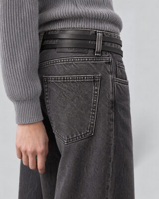 Black, faded, wide-leg jeans