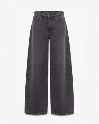 Black, faded, wide-leg jeans